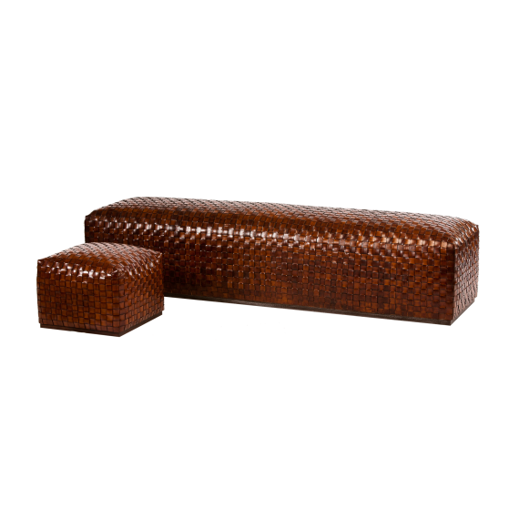 Breadloaf Woven Leather Bench